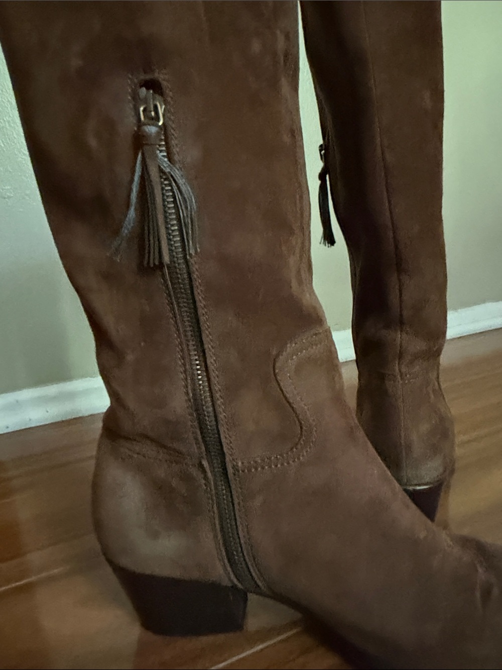 Brown Suede Knee-High Boots - Picture 6 of 9